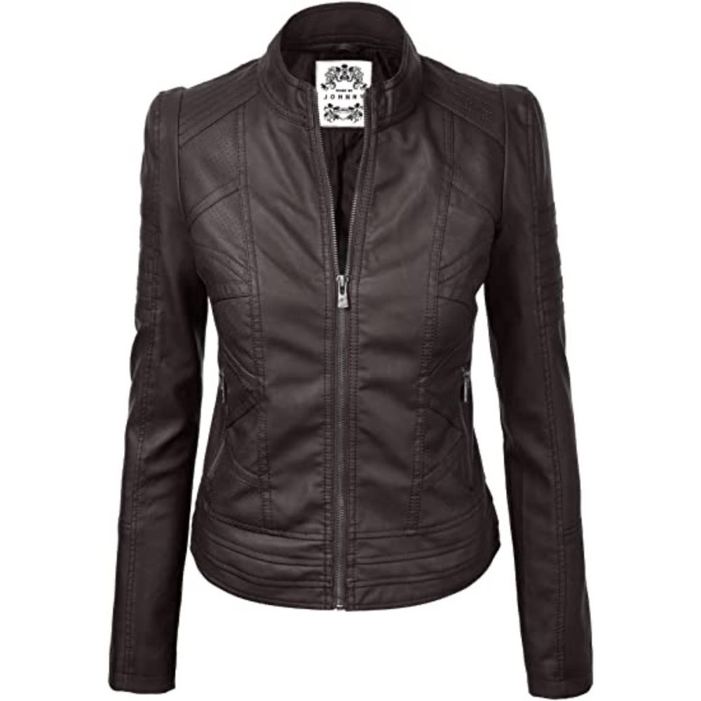 Brown Structured Leather Jacket